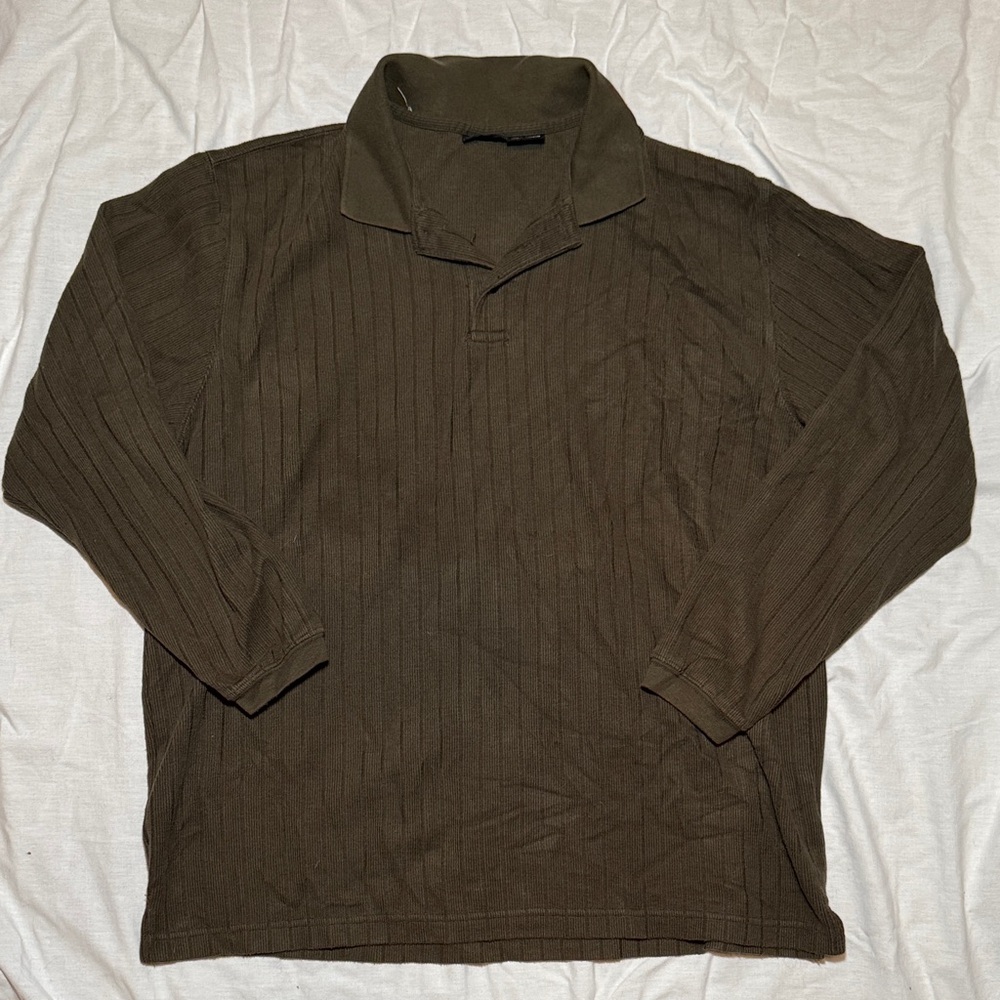 George Olive Ribbed Polo Shirt